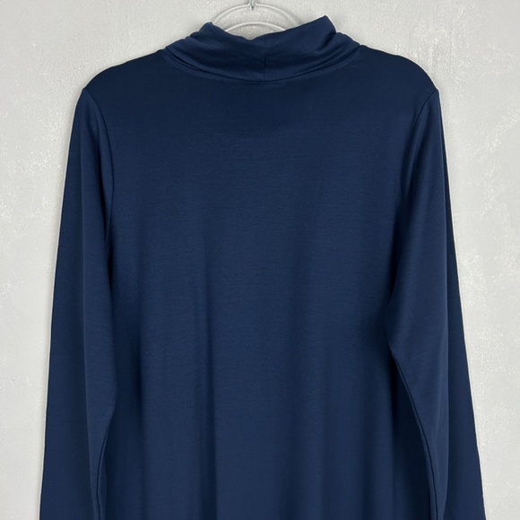 J. Jill size L Purejill cowl neck swing dress navy luxe tencel short long sleeve - Picture 9 of 13